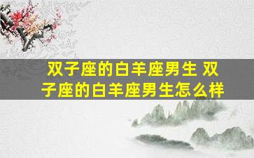 双子座的白羊座男生 双子座的白羊座男生怎么样